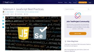 
                            8. Selenium + JavaScript Best Practices | TestProject