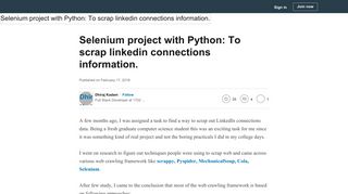 
                            3. Selenium project with Python: To scrap linkedin connections information.