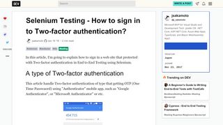 
                            8. Selenium Testing - How to sign in to Two-factor authentication? - DEV ...