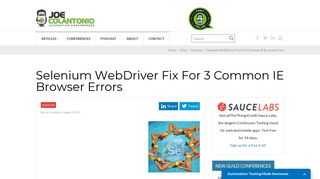 
                            11. Selenium WebDriver Fix For 3 Common IE Browser Errors