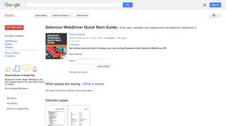 
                            7. Selenium WebDriver Quick Start Guide: Write clear, readable, and ... - Google बुक के परिणाम