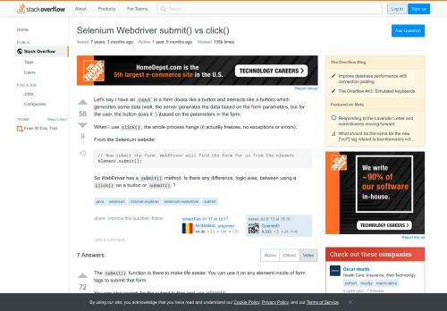 
                            1. Selenium Webdriver submit() vs click() - Stack Overflow