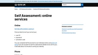 
                            12. Self Assessment: online services - GOV.UK