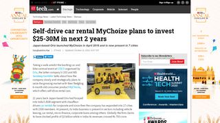 
                            12. Self-drive car rental MyChoize plans to invest $25-30M in next 2 years ...