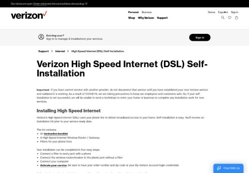 
                            13. Self-Install High Speed Internet Services | Verizon Internet Support