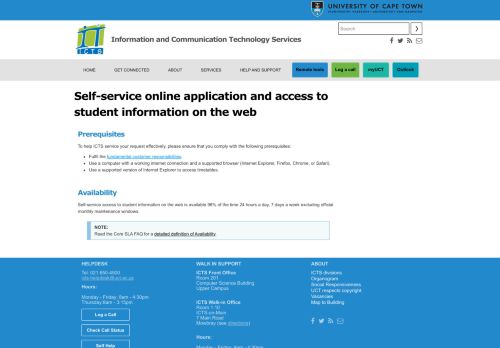 
                            7. Self-service online application and access to student ... - UCT ICTS