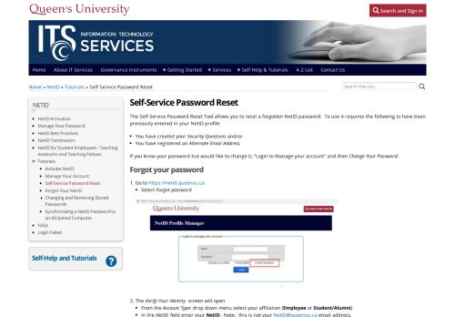 
                            13. Self-Service Password Reset | ITS - Queen's University