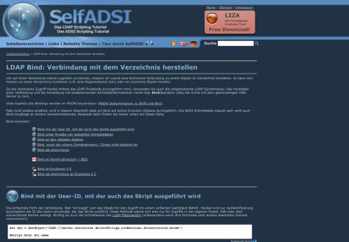 
                            6. SelfADSI : LDAP Bind - Verbindung mit dem Verzeichnis herstellen