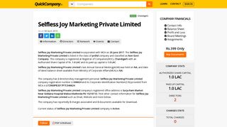 
                            3. Selfless Joy Marketing Private Limited - Company, | QuickCompany