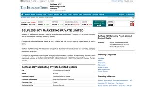 
                            2. Selfless JOY Marketing Private Limited Information - Selfless JOY ...