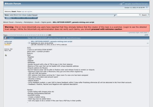 
                            12. SELL BITCOIN SCRIPT, genesis-mining.com script - Bitcointalk