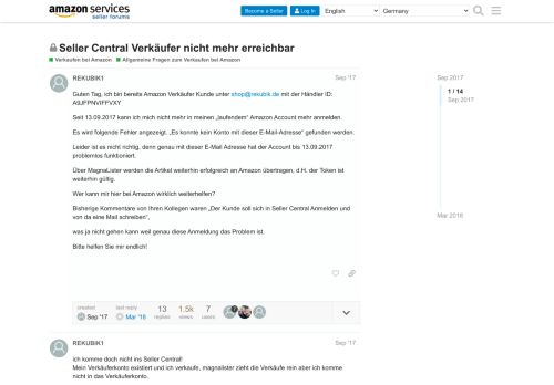 
                            5. Seller Central Verkäufer nicht mehr erreichbar - Allgemeine Fragen ...