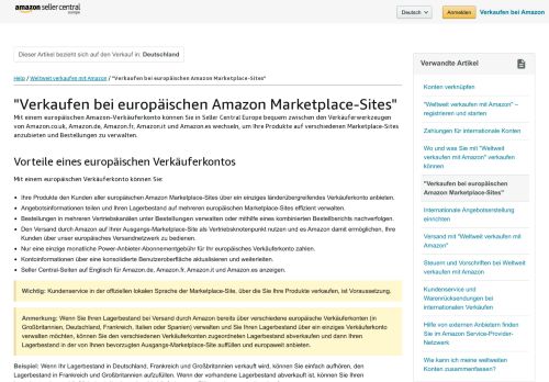 
                            6. Selling on Amazon's European Marketplaces – Amazon Seller Central