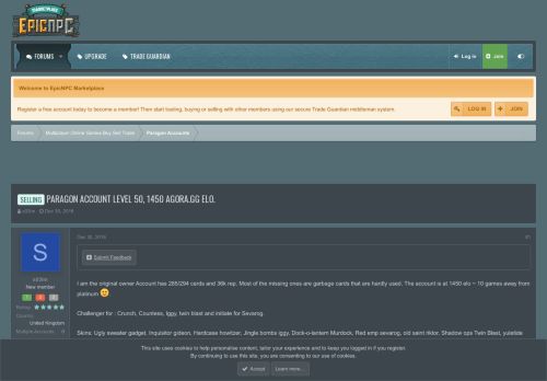 
                            9. Selling - Paragon account level 50, 1450 agora.gg elo. | EpicNPC ...