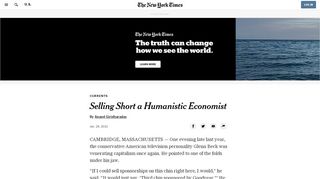 
                            10. Selling Short a Humanistic Economist - The New York Times
