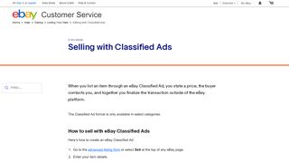 
                            13. Selling with Classified Ads | eBay