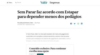 
                            12. Sem Parar faz acordo com Estapar para depender menos dos ...