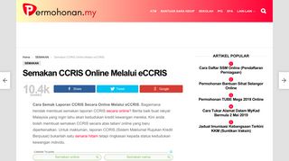 
                            3. Semakan CCRIS Online Melalui eCCRIS - Permohonan.my