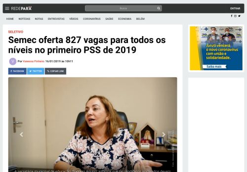 
                            13. Semec oferta 827 vagas para todos os níveis no primeiro PSS de ...