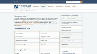 
                            6. Semestertermine an der Hochschule Schmalkalden