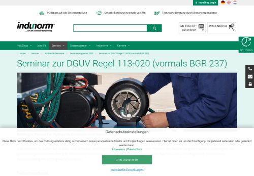 
                            13. Seminar zur DGUV Regel 113-020 (vormals BGR 237) - Indunorm