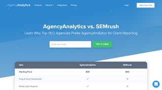 
                            10. SEMrush Alternative - AgencyAnalytics