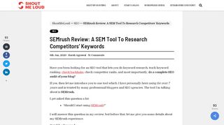 
                            8. SEMrush Review: A SEM Tool To Research Competitors' Keywords