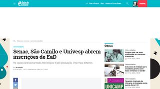 
                            12. Senac, São Camilo e Univesp abrem inscrições de EaD | Guia do ...