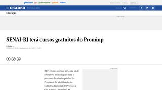 
                            7. SENAI-RJ terá cursos gratuitos do Prominp - Jornal O Globo