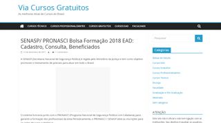 
                            5. SENASP/ PRONASCI Bolsa Formação 2018 EAD: Cadastro, Consulta ...