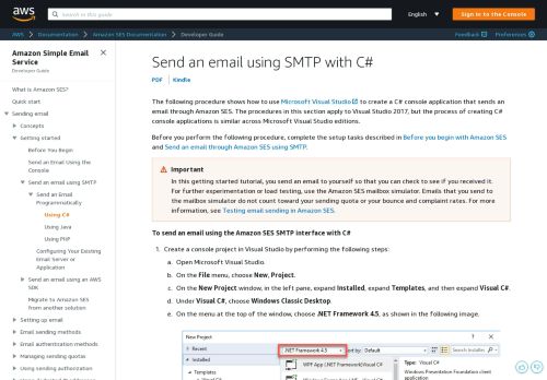 
                            13. Send an Email Using SMTP with C# - Amazon Simple Email Service