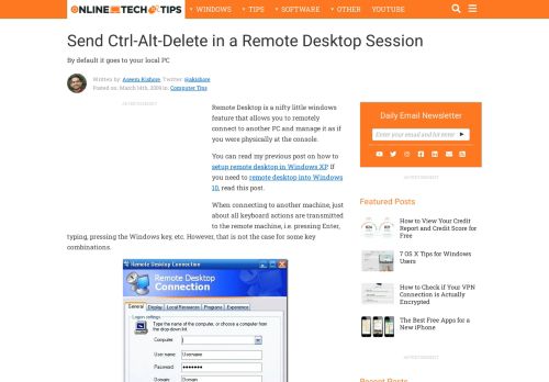 
                            6. Send Ctrl-Alt-Delete in a Remote Desktop Session - Online Tech Tips