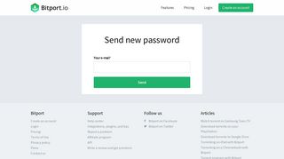 
                            3. Send new password - Bitport.io