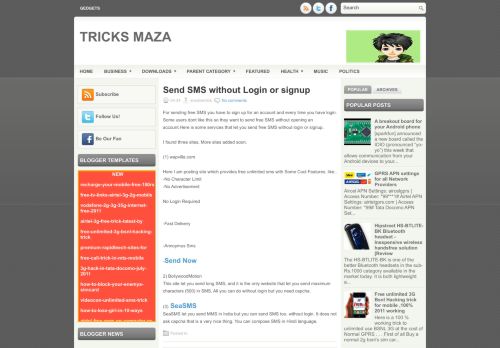 
                            8. Send SMS without Login or signup ~ TRICKS MAZA