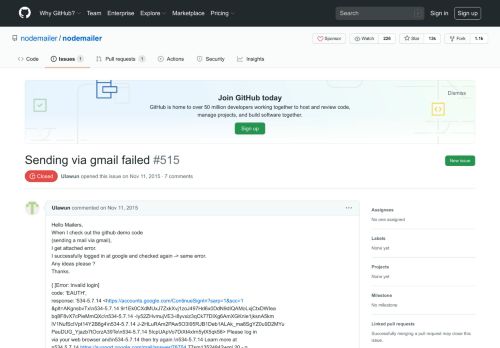 
                            2. Sending via gmail failed · Issue #515 · nodemailer/nodemailer · GitHub
