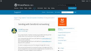 
                            6. Sending with SendGrid not working | WordPress.org