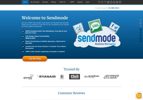 
                            4. Sendmode.com: Bulk Text | Bulk SMS Ireland | GDPR Compliant