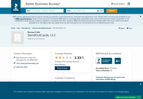 
                            8. SendOutCards, LLC | Better Business Bureau® Profile