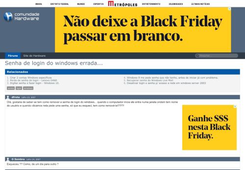 
                            7. Senha de login do windows errada... - Hardware.com.br