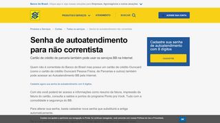 
                            9. Senha do autoatendimento não correntista - Você | Banco do Brasil