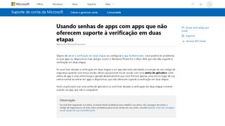 
                            7. Senhas de aplicativos e verificação em duas etapas - Microsoft Support