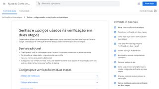 
                            4. Senhas e códigos usados na verificação em duas etapas - Ajuda do ...