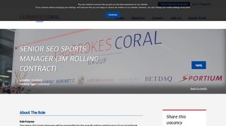 
                            10. Senior SEO Sports Manager - The Ladbrokes Coral Group