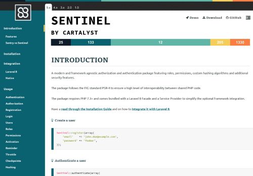 
                            8. Sentinel Manual :: Cartalyst