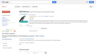 
                            12. SEO Warrior: Essential Techniques for Increasing Web Visibility - Google Books Result