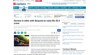 
                            7. Sequoia: Groww in talks with Sequoia to raise Rs 42.5 crore - The ...