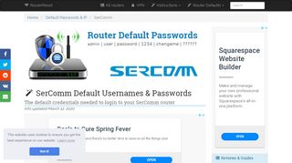 
                            1. SerComm Default Password, Login & IP List (updated January 2019 ...