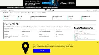 
                            11. Serfin 97 Srl: Company Profile - Bloomberg