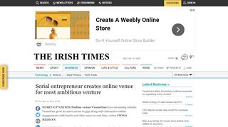 
                            9. Serial entrepreneur creates online venue for most ambitious venture