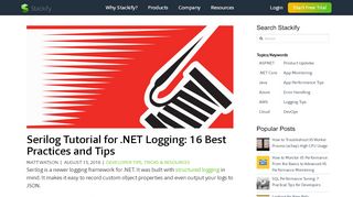 
                            6. Serilog Tutorial for .NET Logging: 16 Best Practices and Tips - Stackify